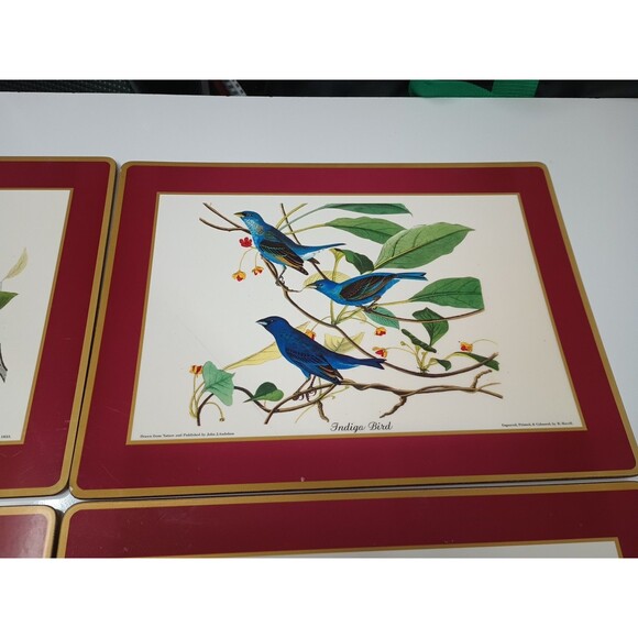pimpernel placemats set 4 Audubon Birds Red Cardinal Indigo Grosbeak Cork Havell - Picture 4 of 10